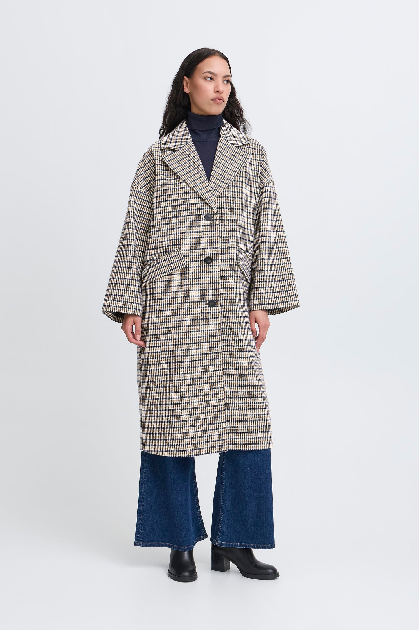 Manteau long rayé ICHI