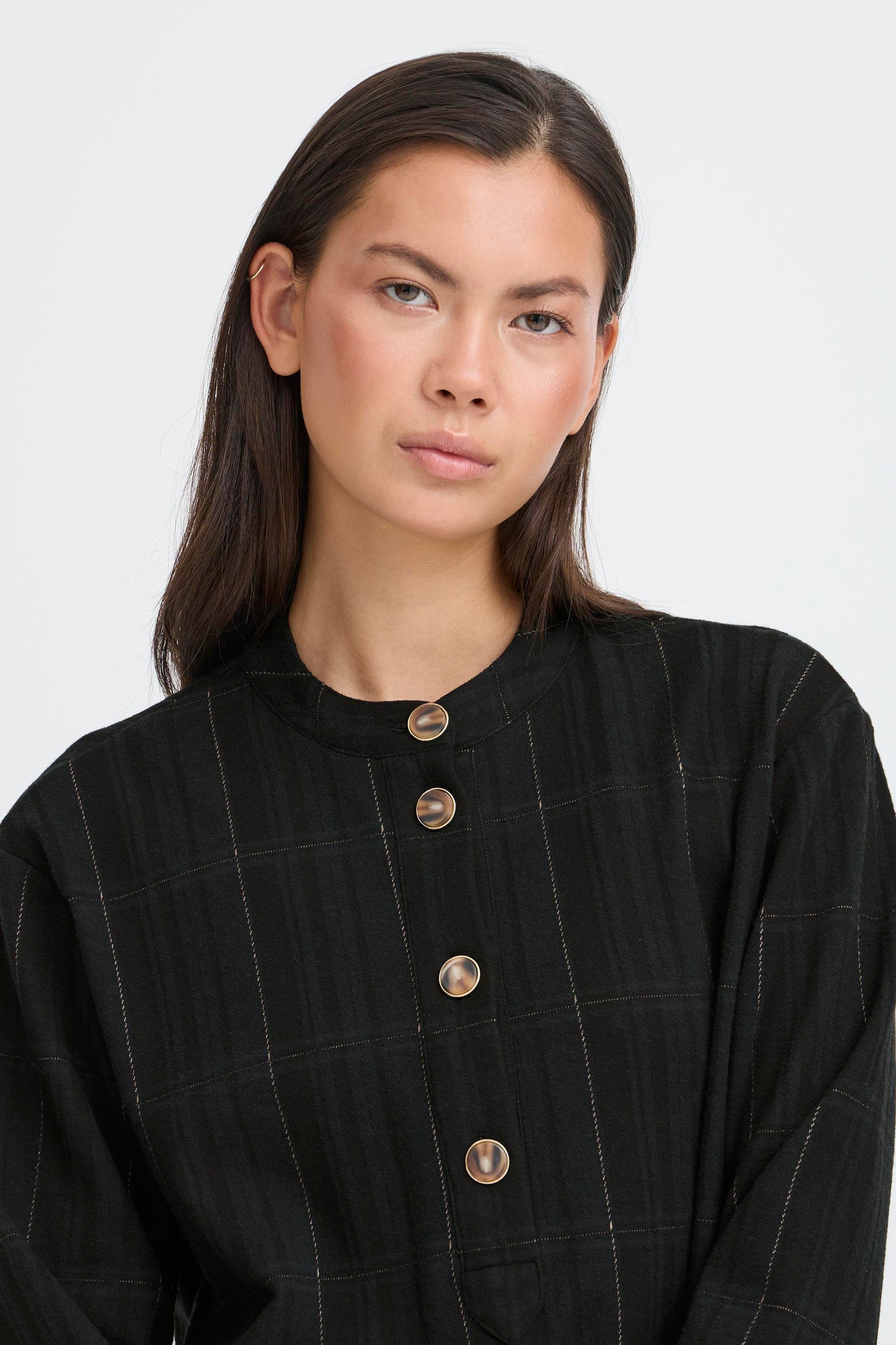 Robe carreaux boutons ICHI
