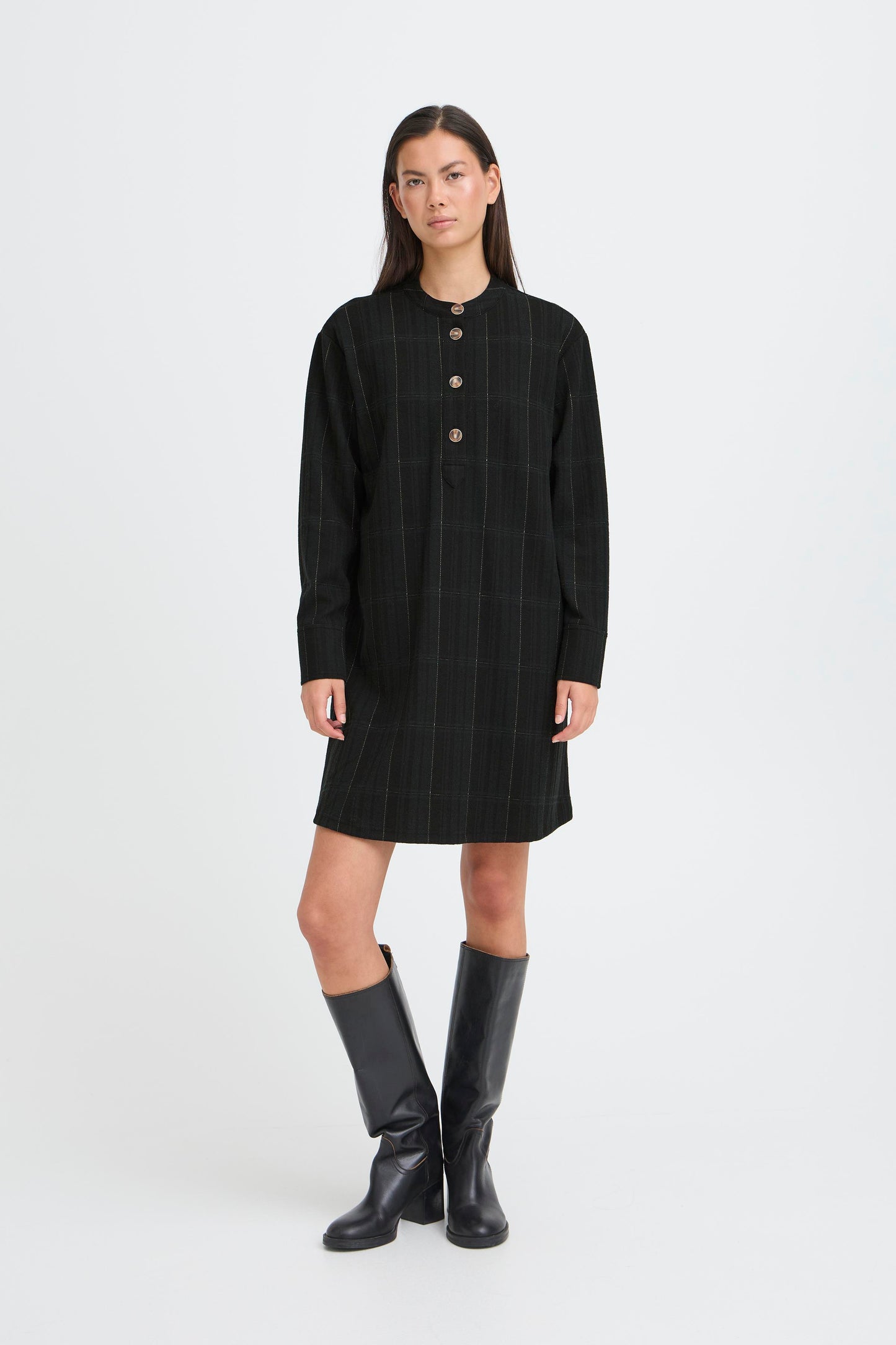 Robe carreaux boutons ICHI