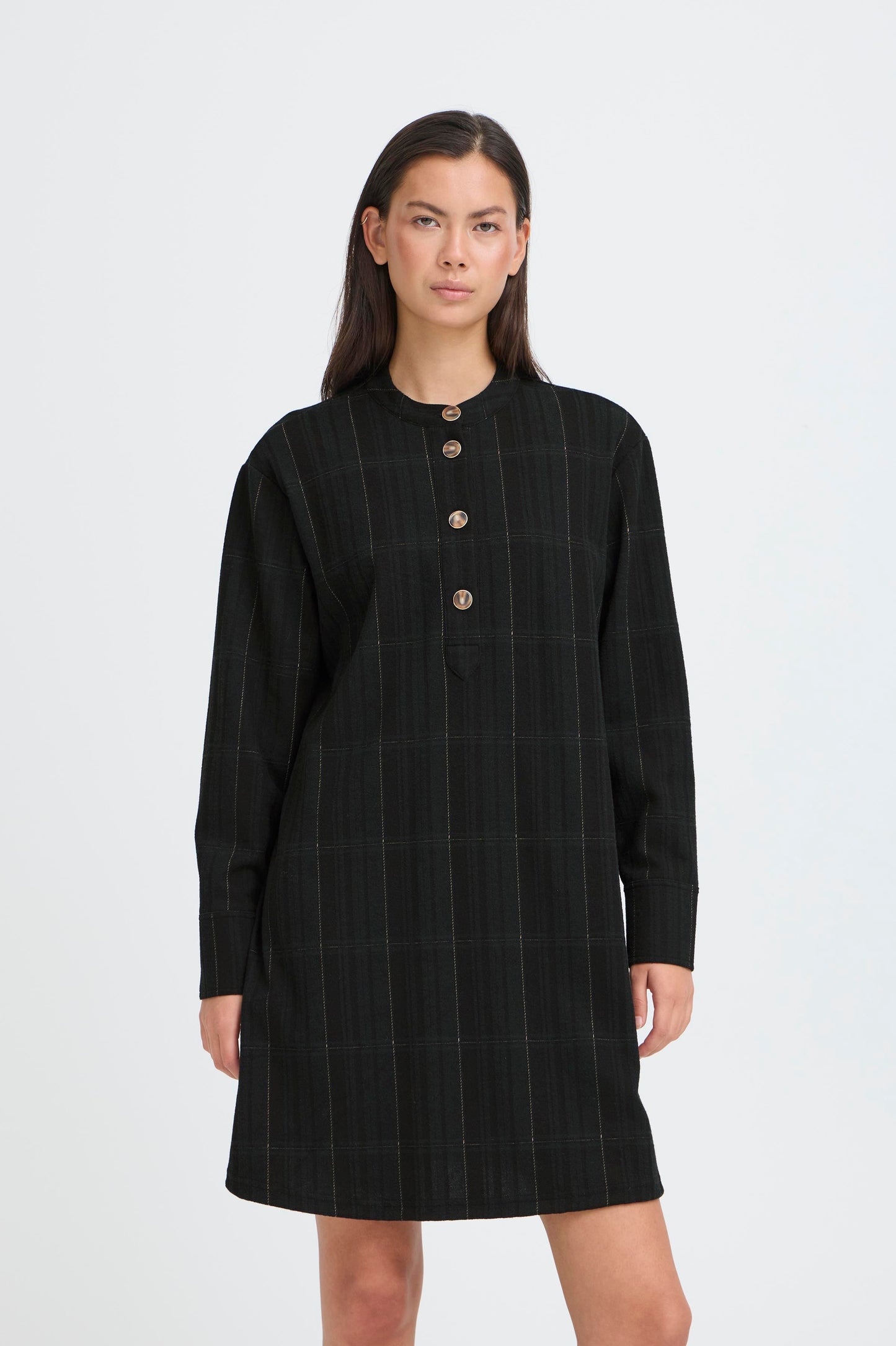 Robe carreaux boutons ICHI