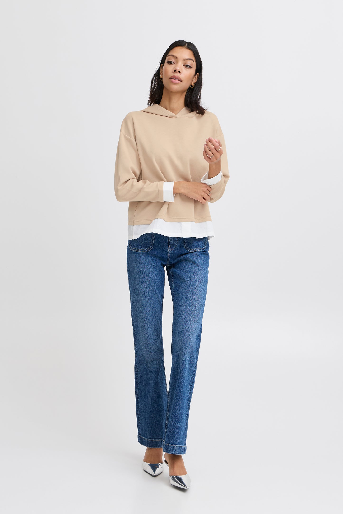 Sweat capuche détail chemise B.Young
