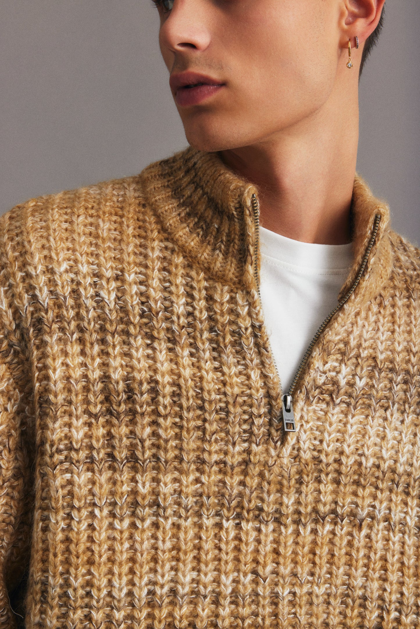 Pull col montant zip Solid
