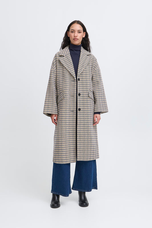 Manteau long rayé ICHI