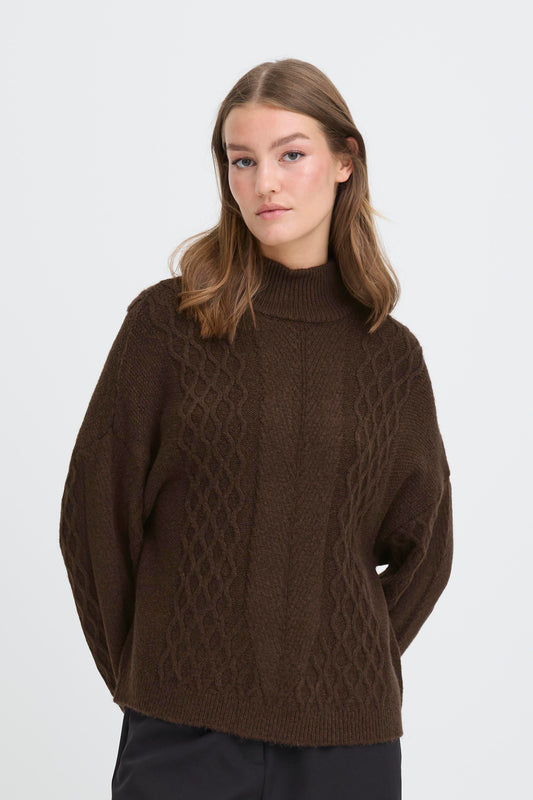 Pull col roulé maillage ICHI