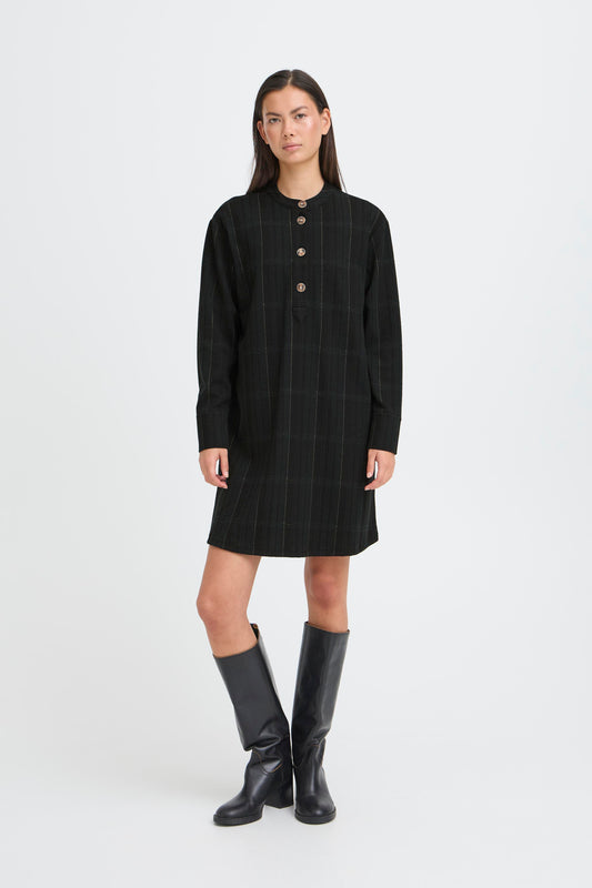 Robe carreaux boutons ICHI