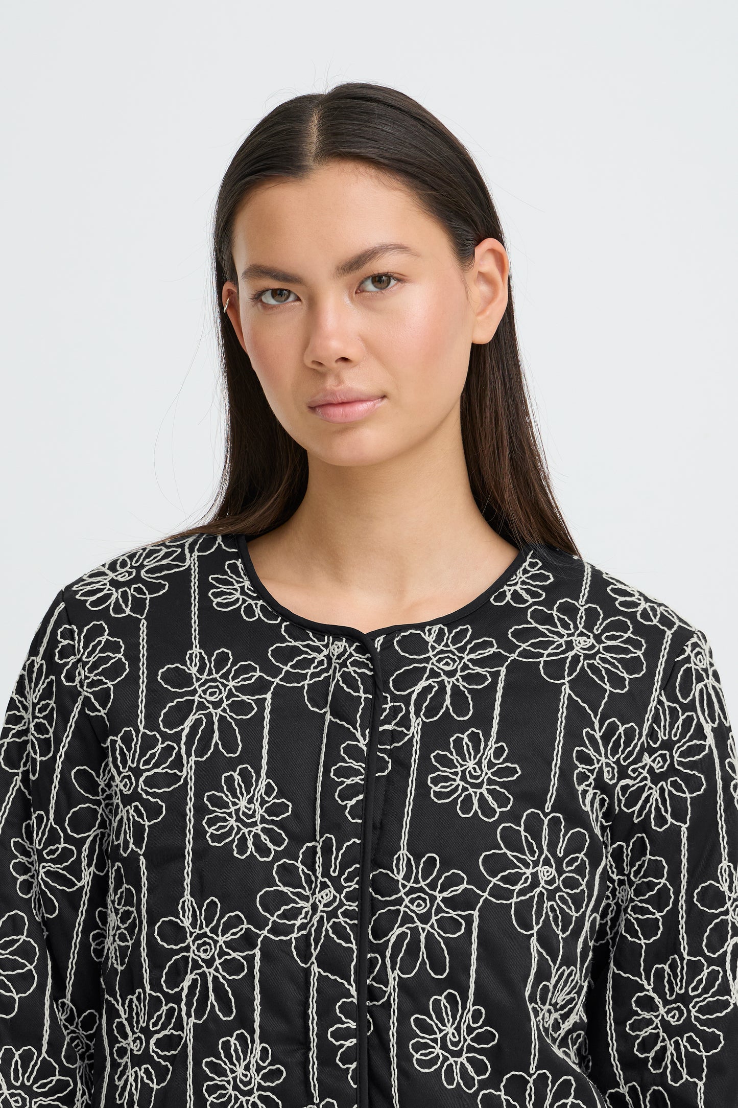 Veste droite broderie ICHI