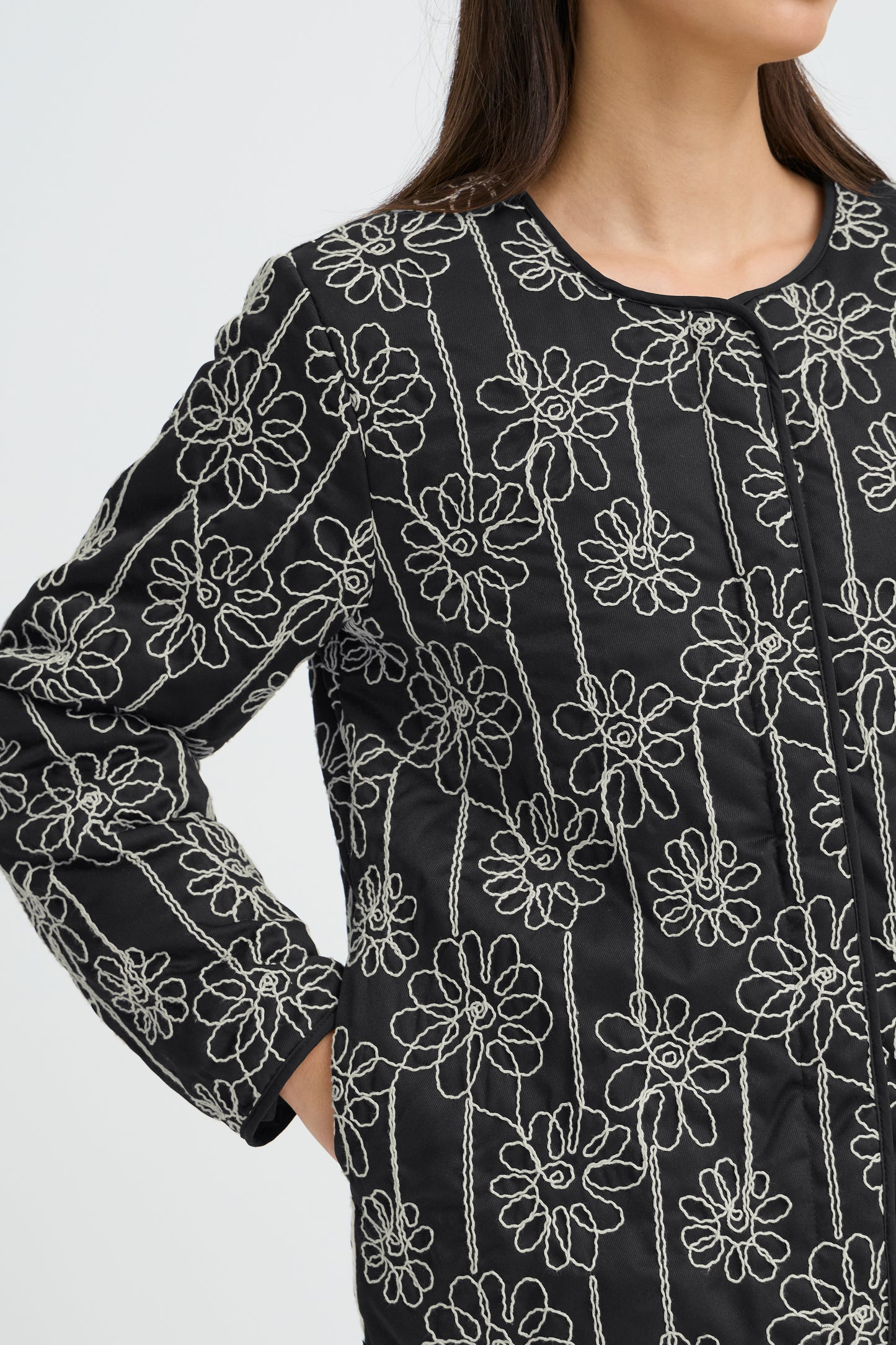 Veste droite broderie ICHI