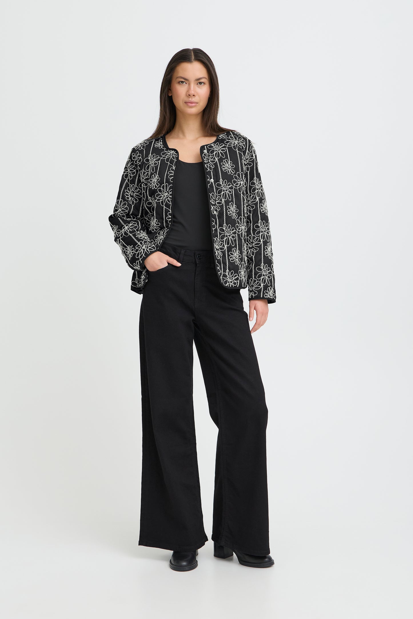 Veste droite broderie ICHI