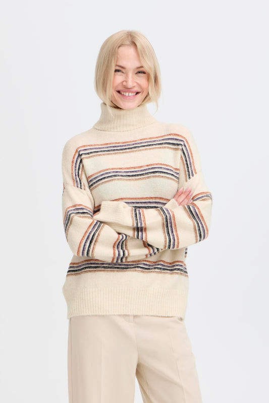Pull col roulé rayures B.Young