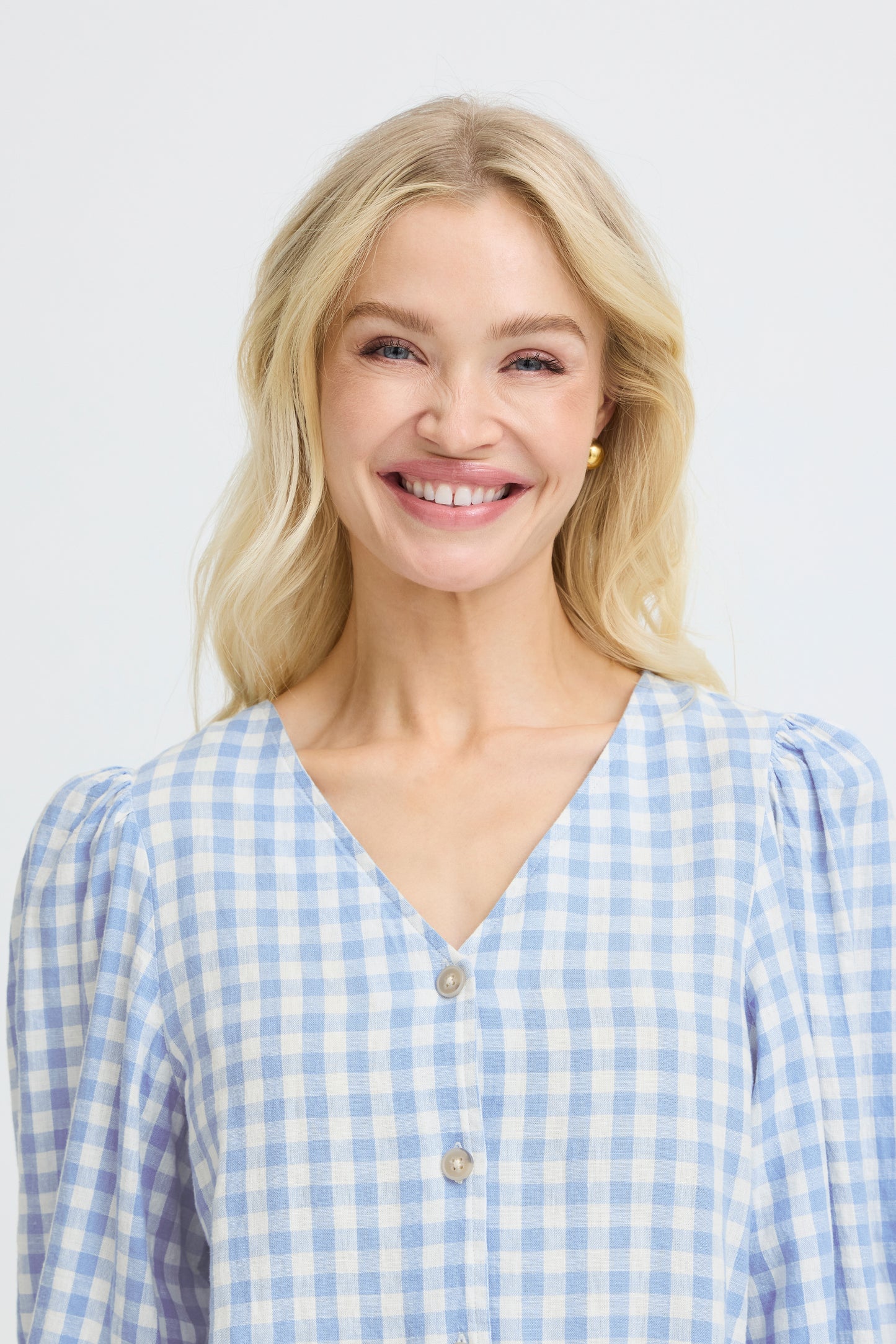 Chemise bouffante à carreaux B.Young