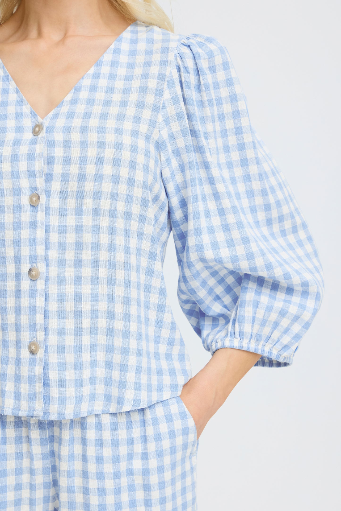 Chemise bouffante à carreaux B.Young