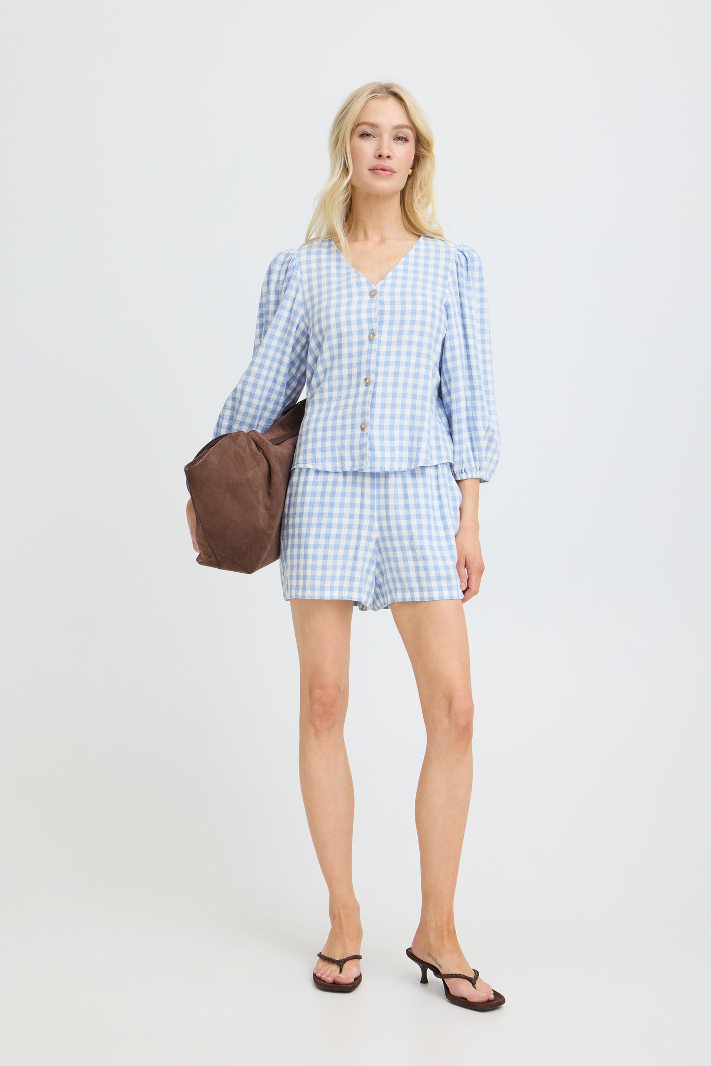 Chemise bouffante à carreaux B.Young