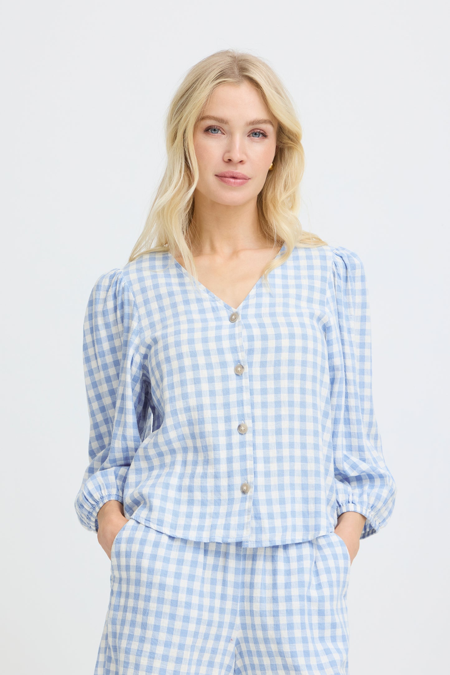 Chemise bouffante à carreaux B.Young