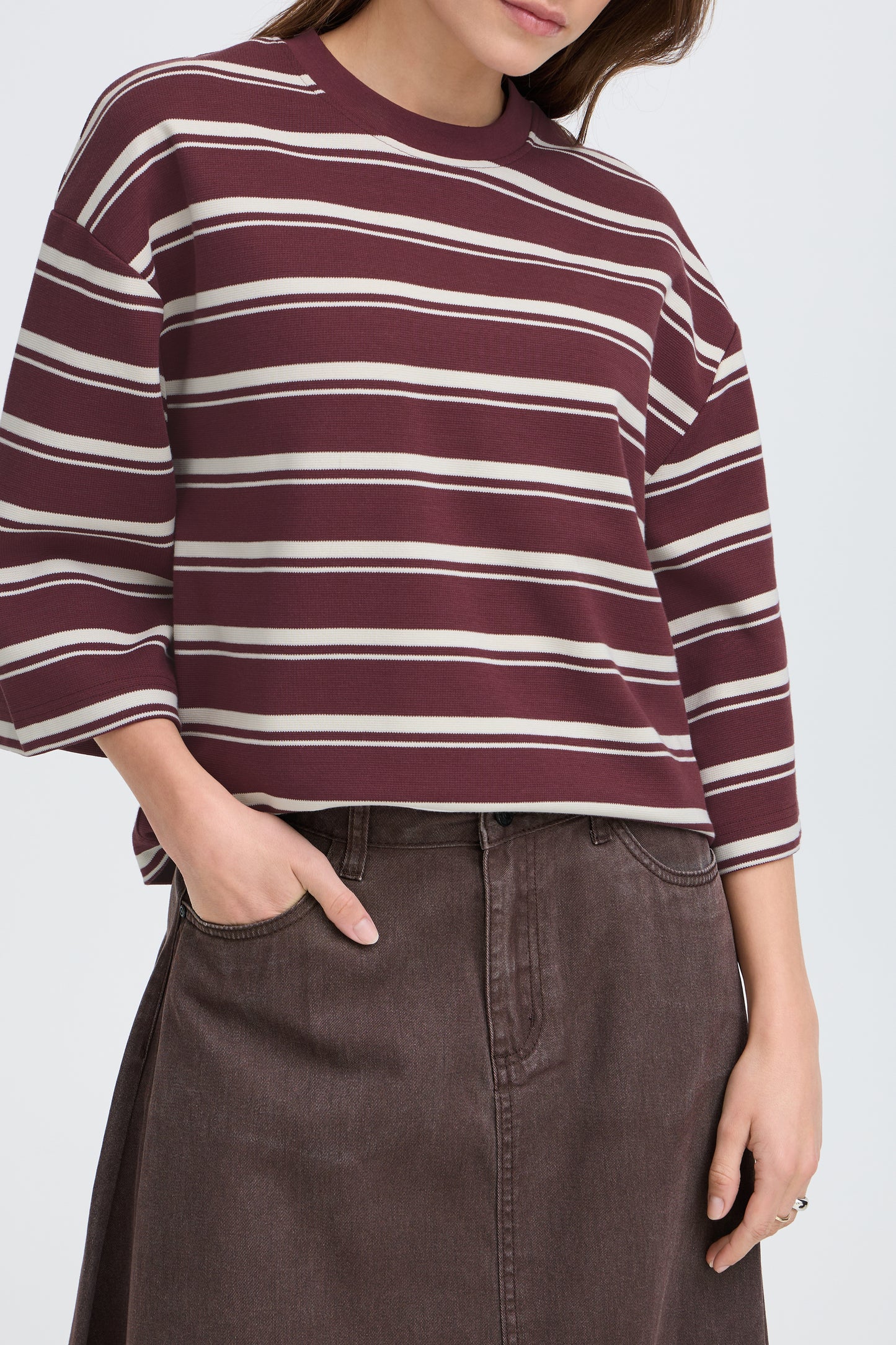 T-shirt épais rayures 3/4 B.Young