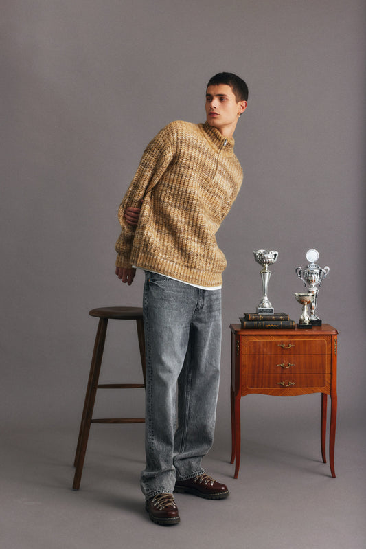 Pull col montant zip Solid