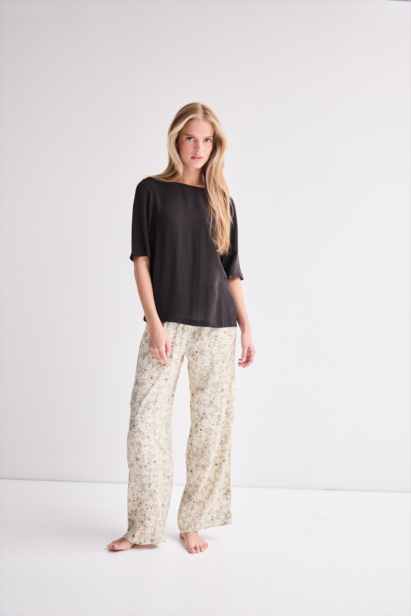 Pantalon fluide motif floral ICHI