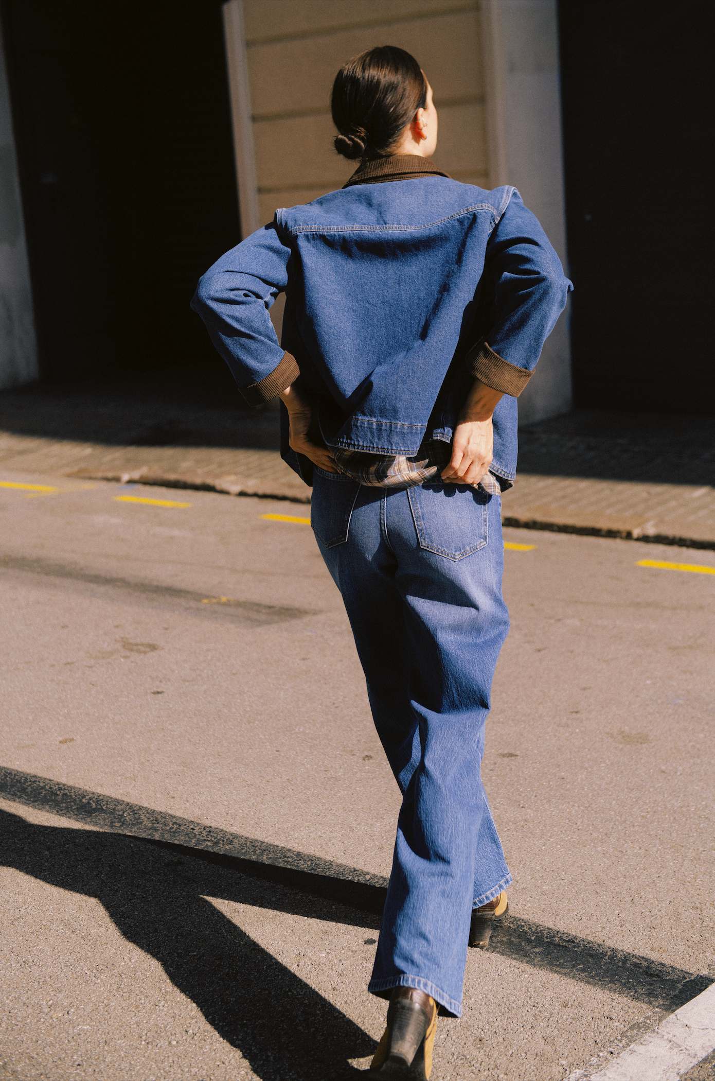 Veste jean détail velours B.Young