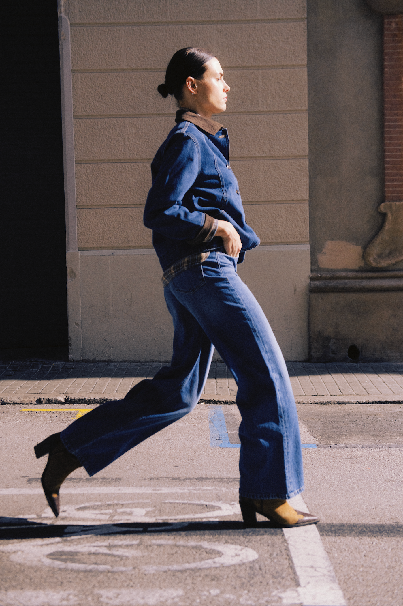 Veste jean détail velours B.Young
