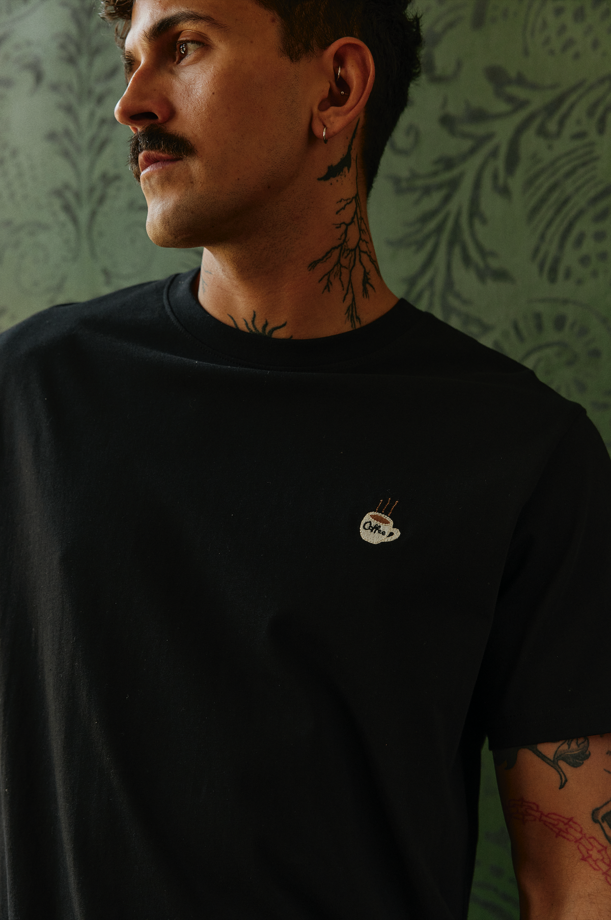 T-shirt broderie café Solid