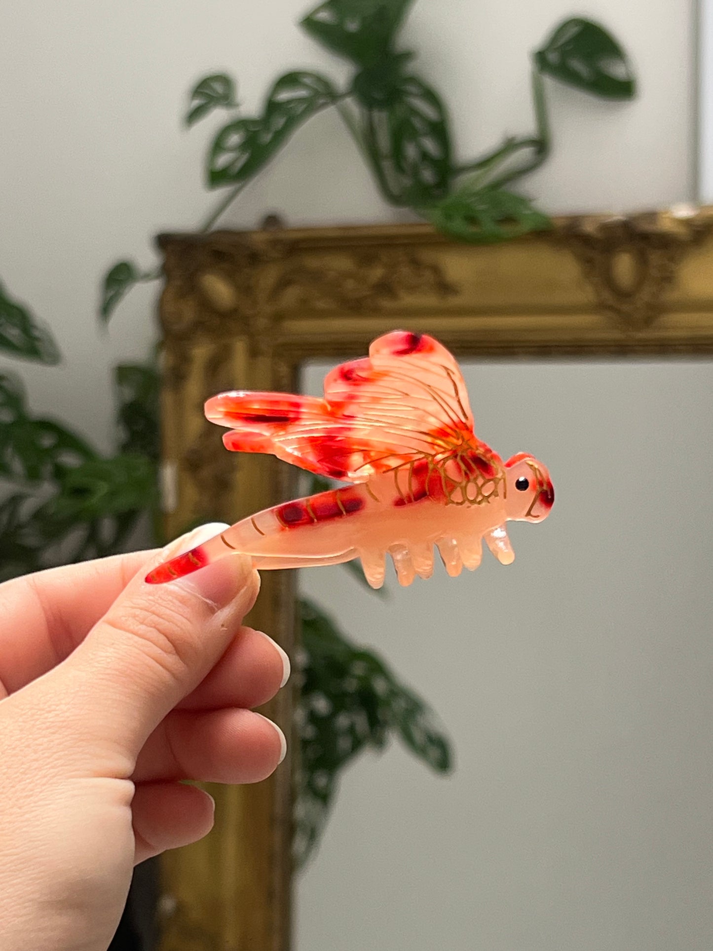 Pince à cheveux - Libellule orange