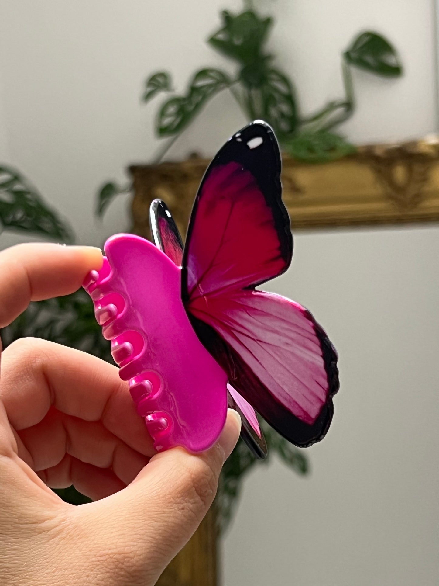 Pince à cheveux - Papillon rose