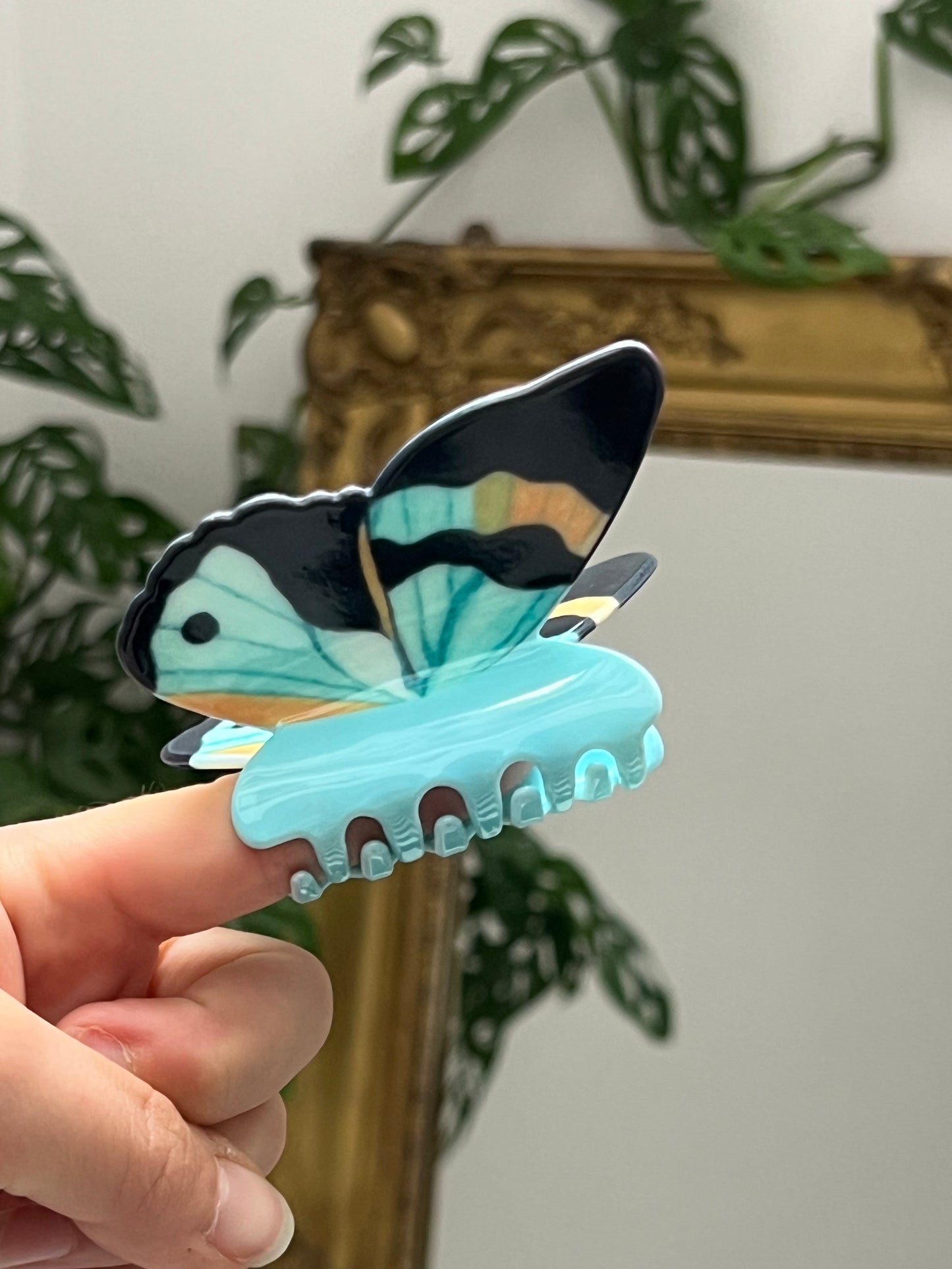 Pince à cheveux - Papillon bleu jaune