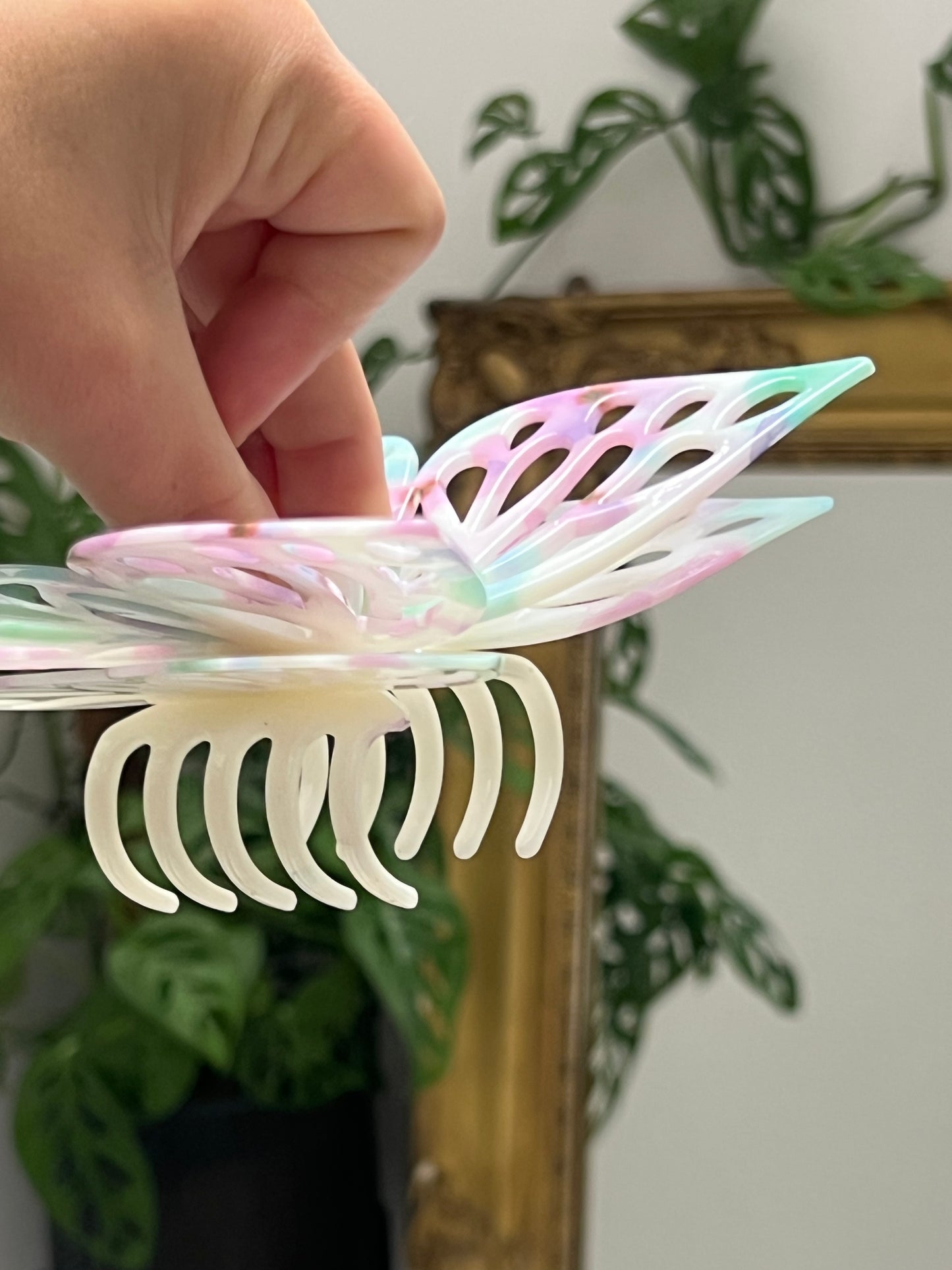 Pince à cheveux - Grand double papillon blanc
