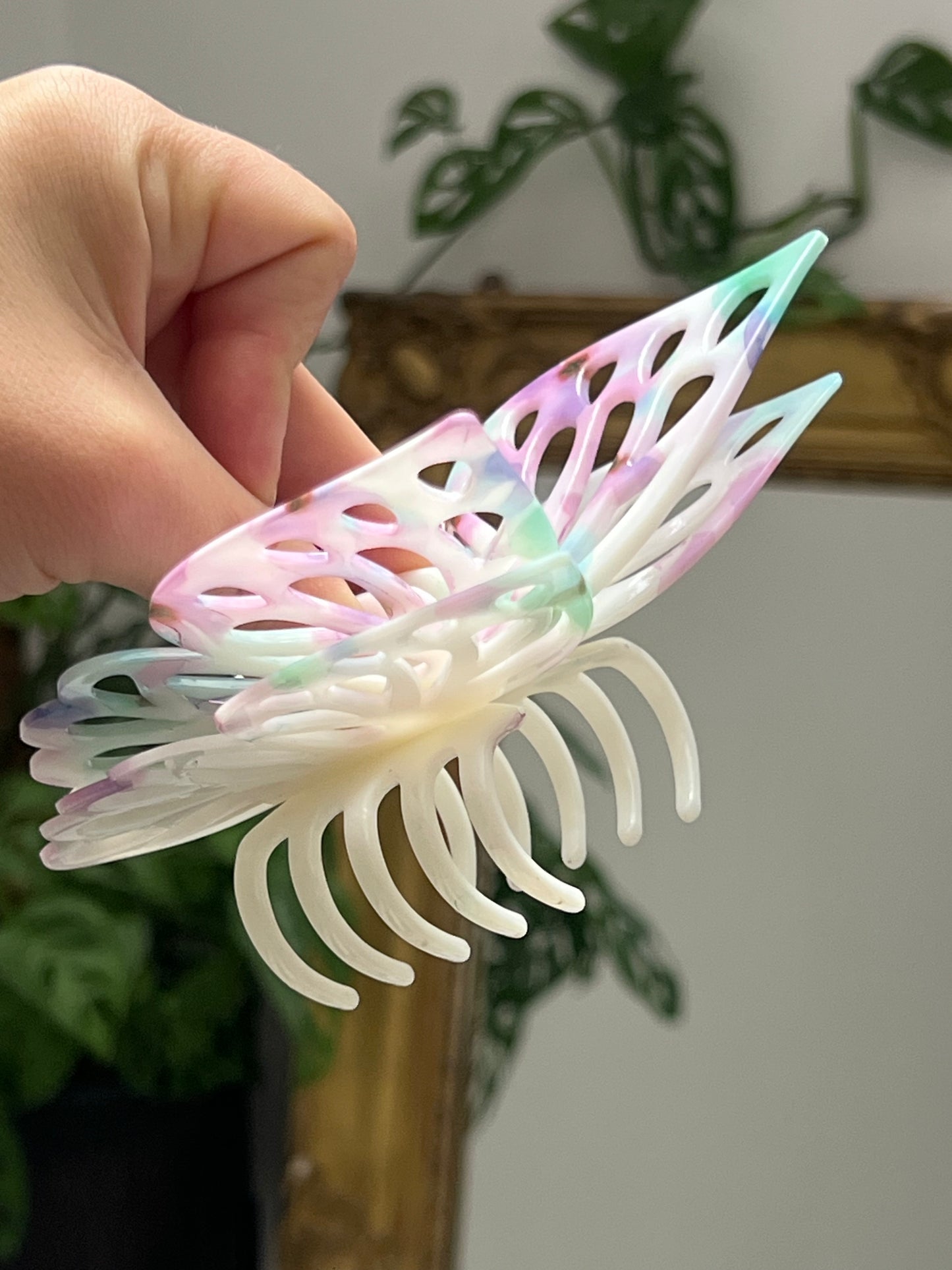 Pince à cheveux - Grand double papillon blanc
