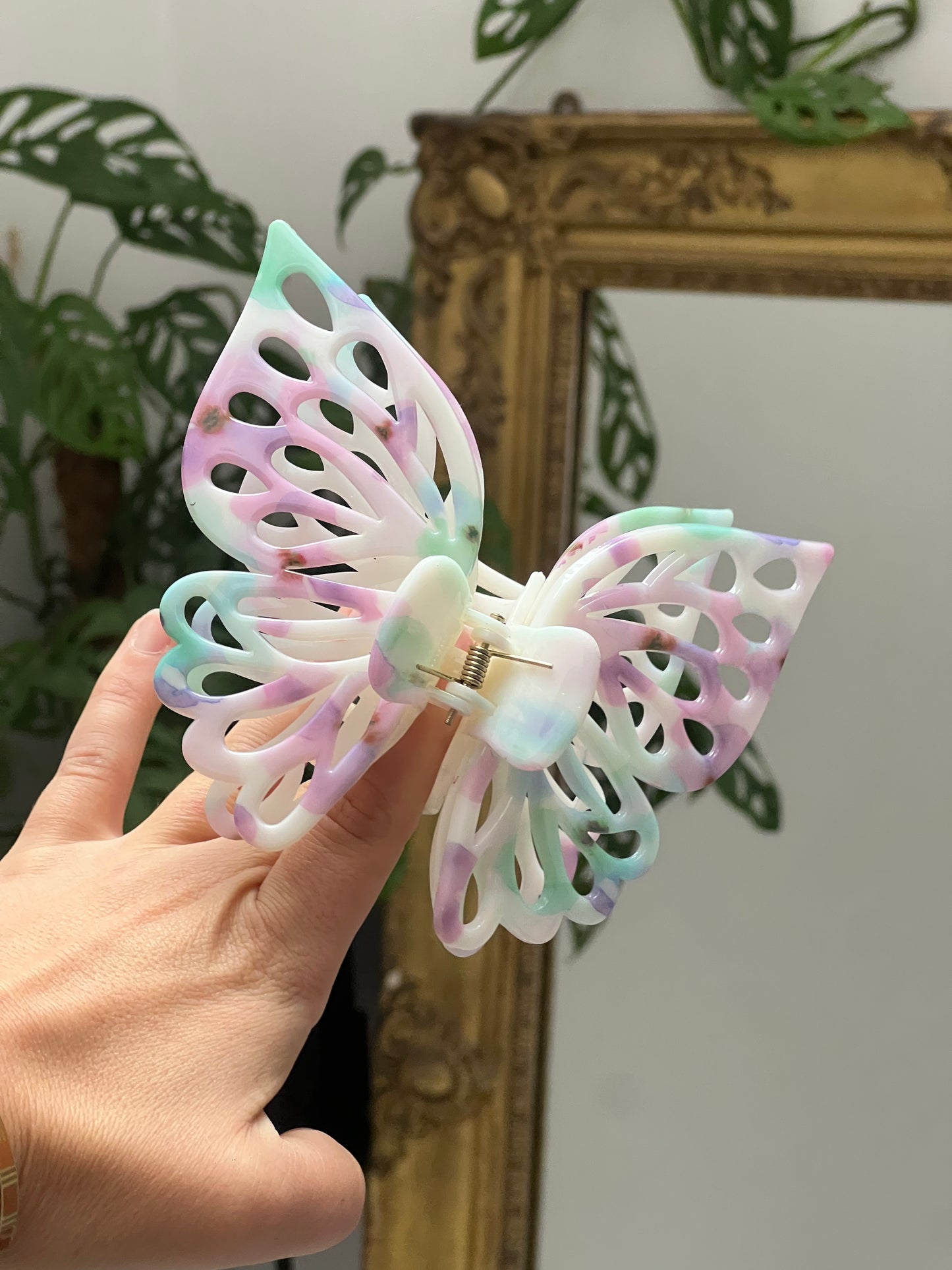 Pince à cheveux - Grand double papillon blanc