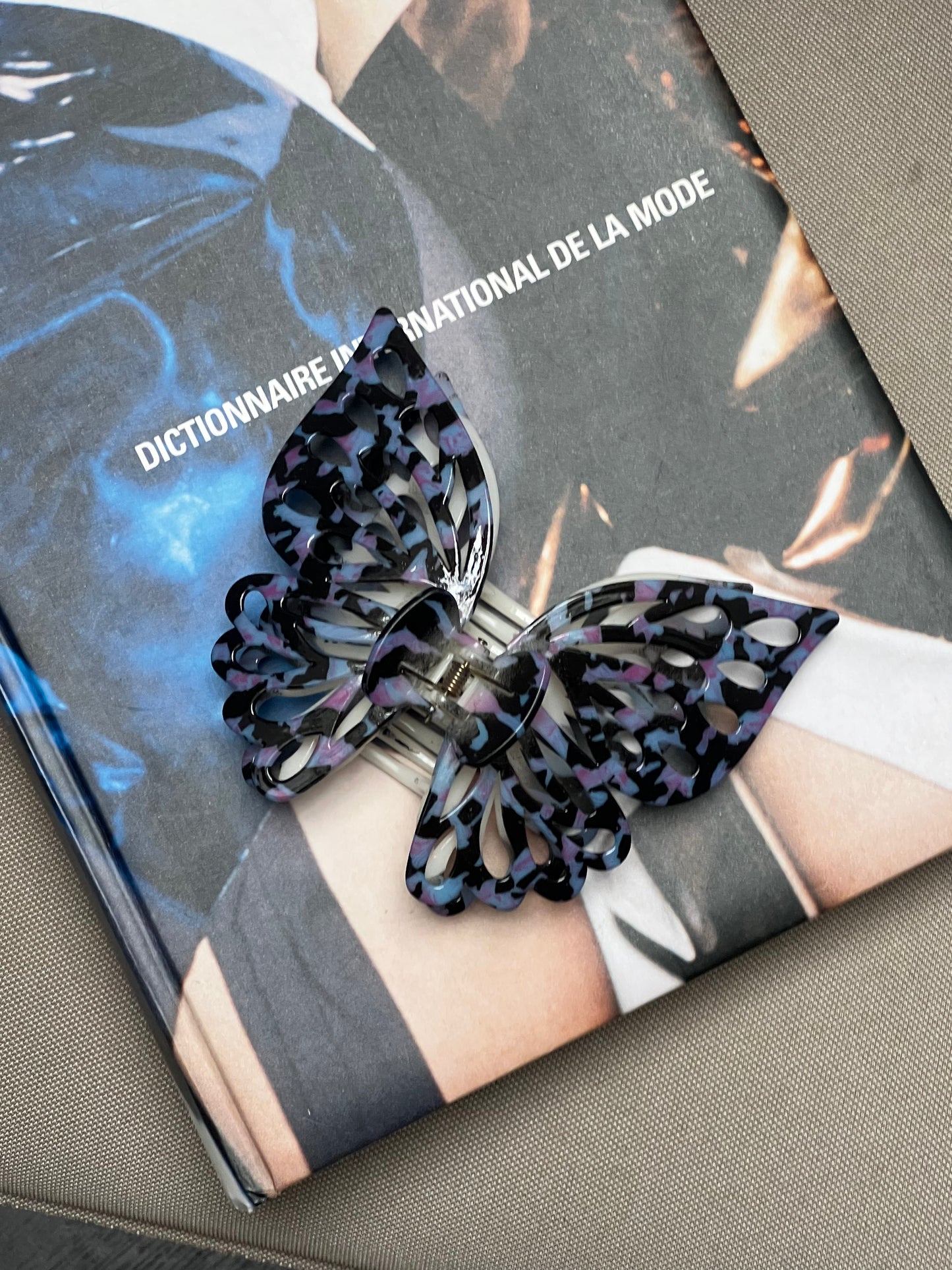 Pince à cheveux - Grand double papillon bleu