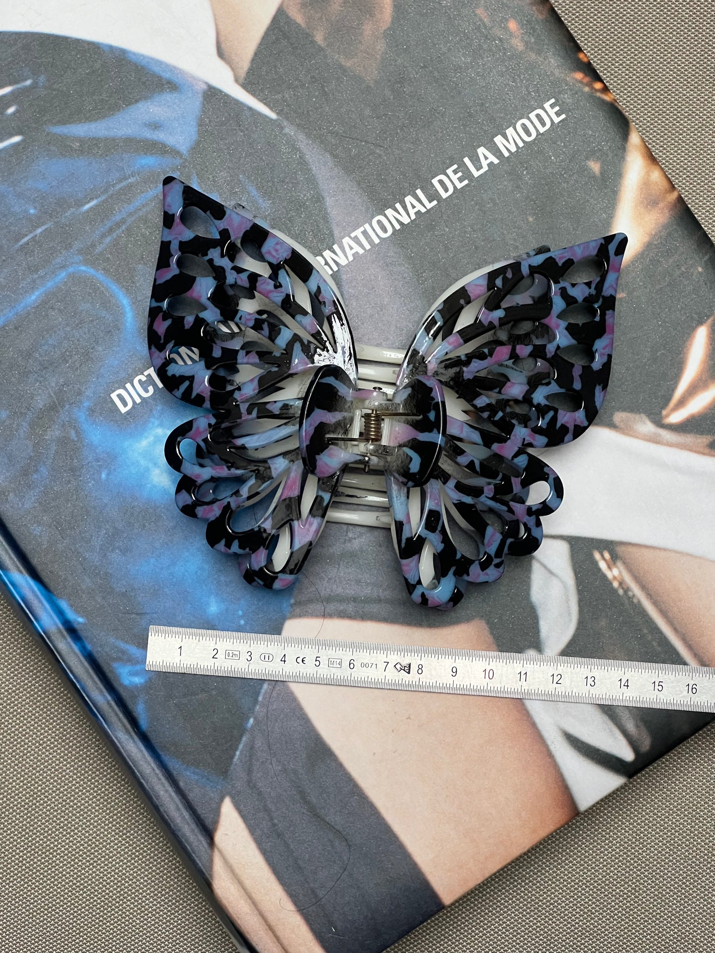 Pince à cheveux - Grand double papillon bleu