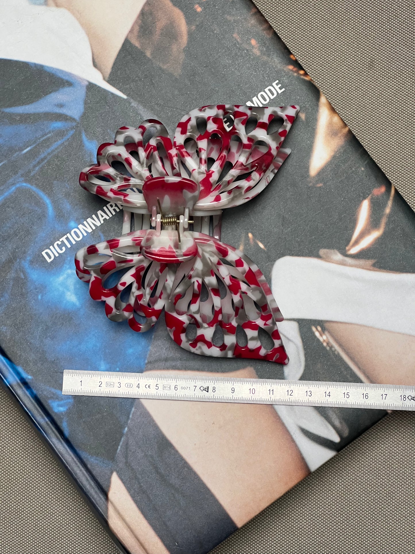 Pince à cheveux - Grand double papillon rouge